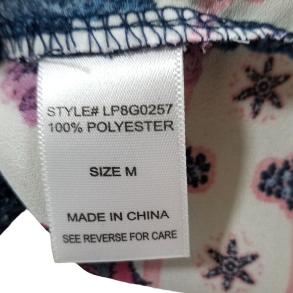 Living Doll Romper Women's M Blue & White Printed Floral Pockets Bell Sleeve Bow - Picture 10 of 12